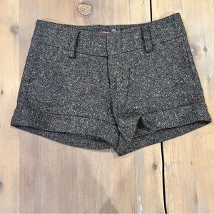 (SOLD)Alice + Olivia Wool Silk Blend Salt Pepper Cuffed Tweed Shorts
